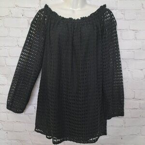 Jones New York Off The Shoulder Eyelet Tunic Top Size Large